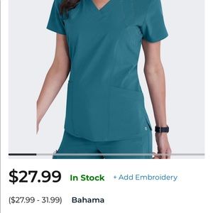 Bahama Blue Barco One Scrubs - Top and bottom NWT b